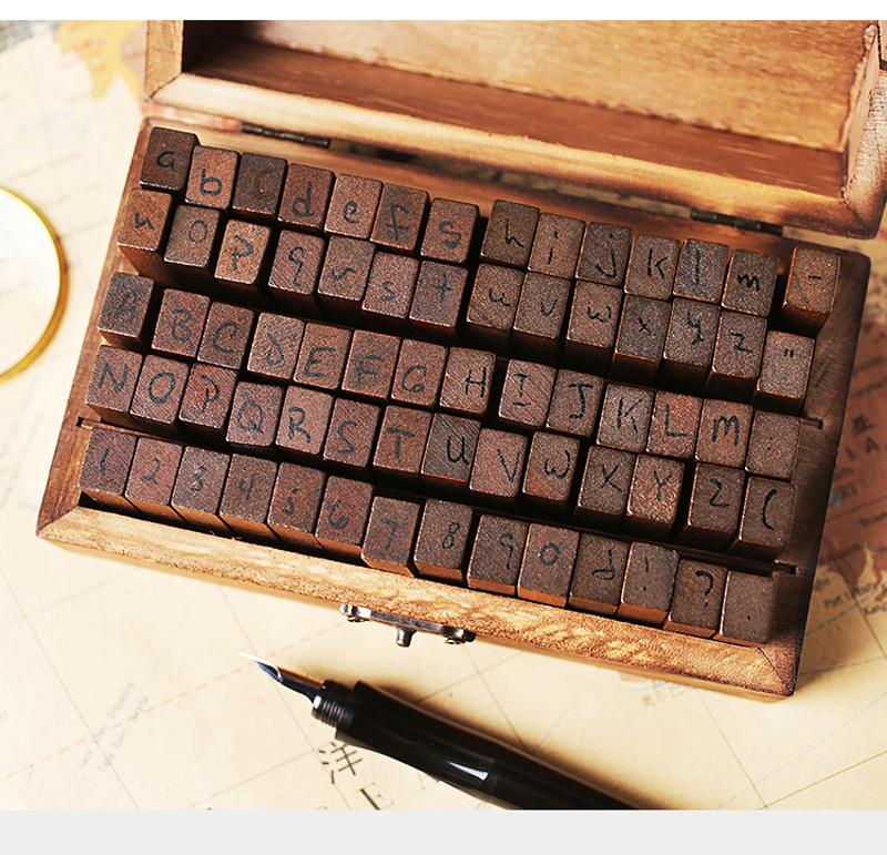 70 Piece Wooden Alphabet and Number Stamp Set Stamp Blocks Best Toy Store Handwriting