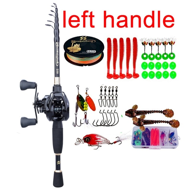 Carbon Fibre Fishing Rod and Reel Complete Starter Kit Fishing Rods Best Toy Store Left 1.8 m