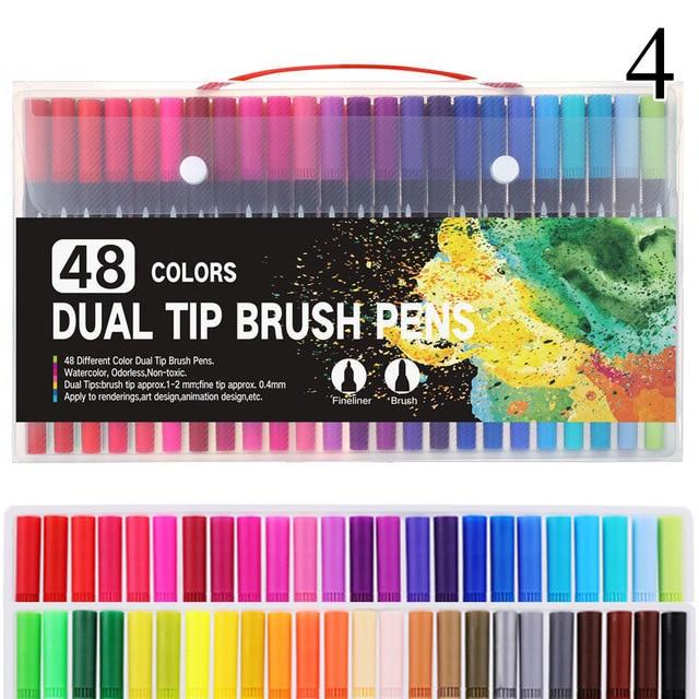 Dual Tip Non-Toxic Marker Pens Markers & Highlighters Best Toy Store 48 Colours Black
