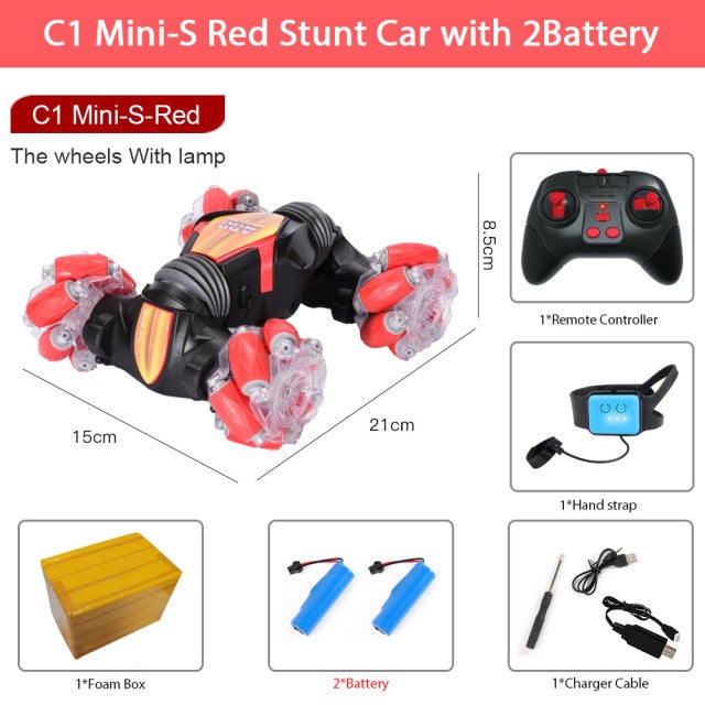 Hand Gesture Remote Control Stunt Car Remote Control Cars & Lorries Best Toy Store Red C1 Mini S Car + 2 RC Controllers + 2 Batteries