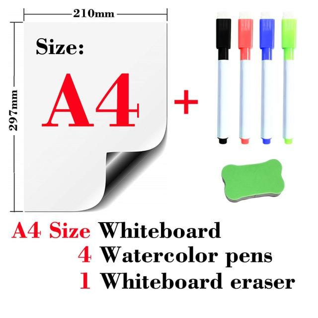 Magnetic Flexible Whiteboard for Refrigerator Dry-Erase Boards Best Toy Store A4 Whiteboard + 4 Pens + Eraser