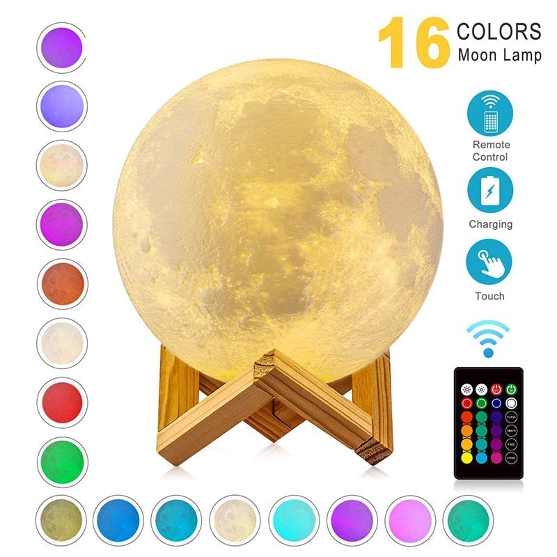 Moon Light Lamp & Stand 16 Colours Night Lights & Ambient Lighting Best Toy Store