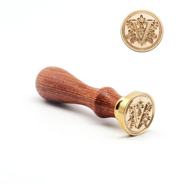 Vintage Wax Seal Alphabet Stamp Stamp Blocks Best Toy Store V + Handle