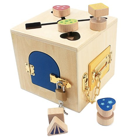 Wooden Shapes Latches and Locks Box Baby Activity Toys Best Toy Store
