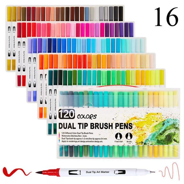 Dual Tip Non-Toxic Marker Pens Markers &amp; Highlighters Best Toy Store 120 Colours White 