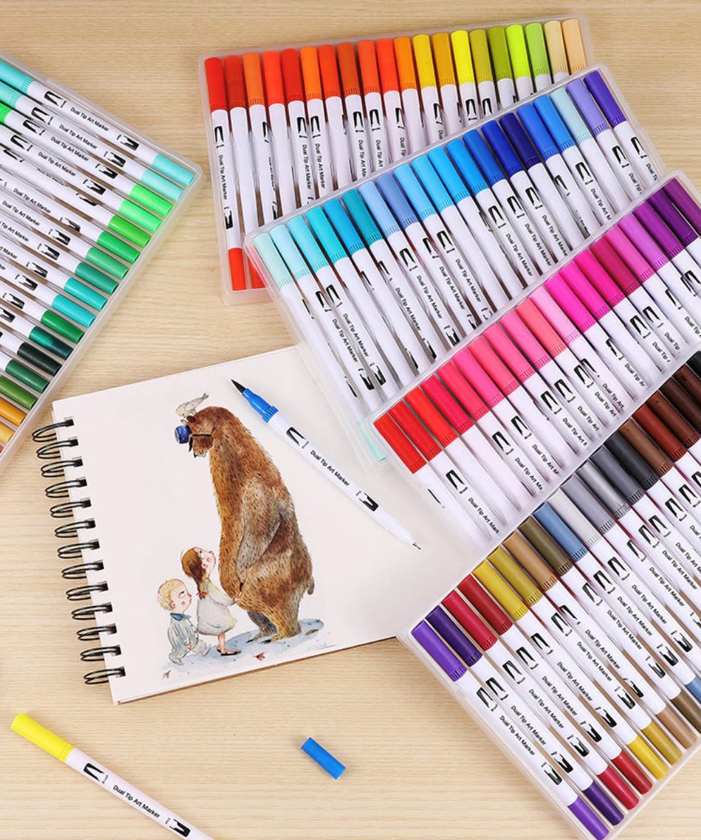 Dual Tip Non-Toxic Marker Pens Markers &amp; Highlighters Best Toy Store 
