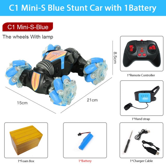 Hand Gesture Remote Control Stunt Car Remote Control Cars &amp; Lorries Best Toy Store Blue C1 Mini S Car + 2 RC Controllers + 1 Battery 