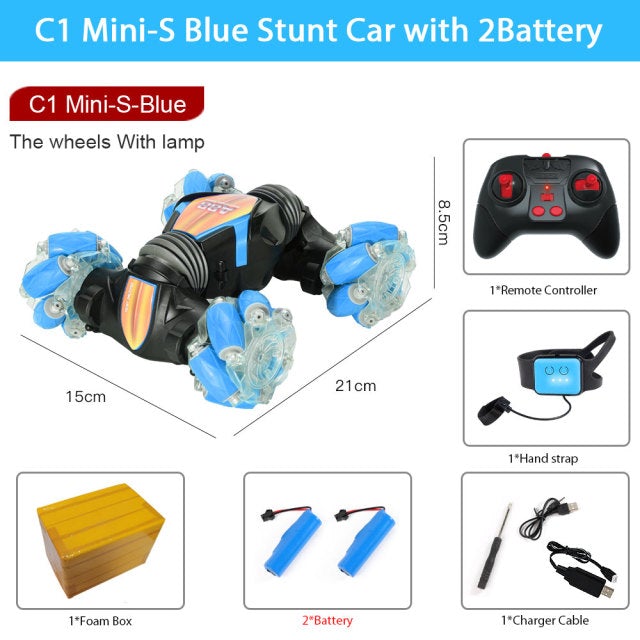 Hand Gesture Remote Control Stunt Car Remote Control Cars &amp; Lorries Best Toy Store Blue C1 Mini S Car + 2 RC Controllers + 2 Batteries 