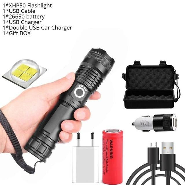 Waterproof Rechargeable LED Torch 500m Torches &amp; Headlamps Best Toy Store Package 2 
