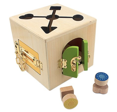 Wooden Shapes Latches and Locks Box Baby Activity Toys Best Toy Store 